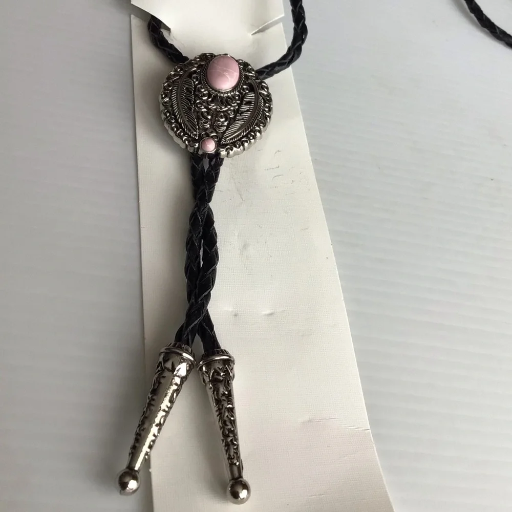 NEW!   Boho Western Pink and Silver Women's Jewelry Bolo